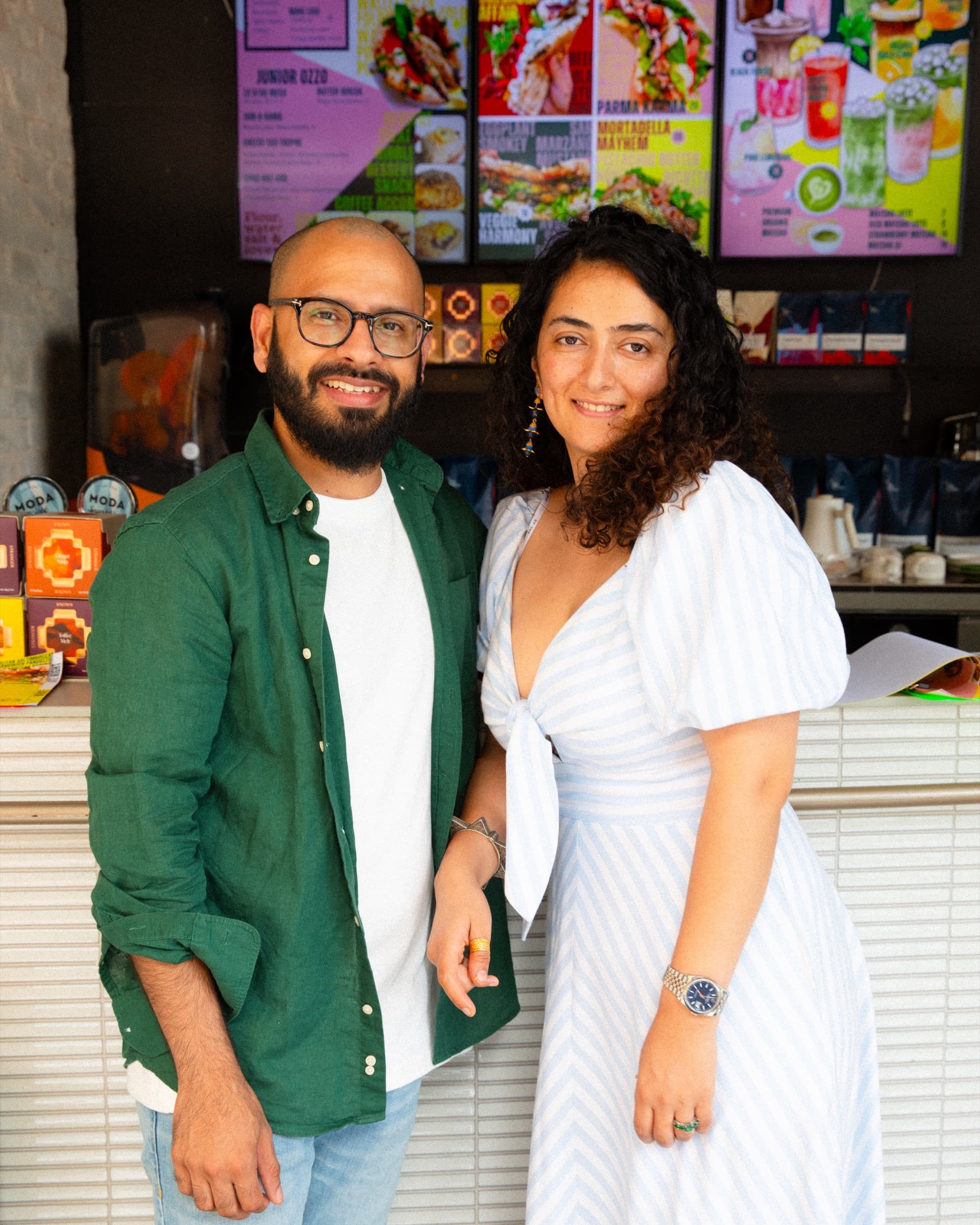 Chandni and Ankit, founders of Eat Ozzo, at the Marrickville counter